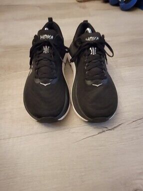 Hoka Men’s Black Athletic Running Sneakers with White Accents
